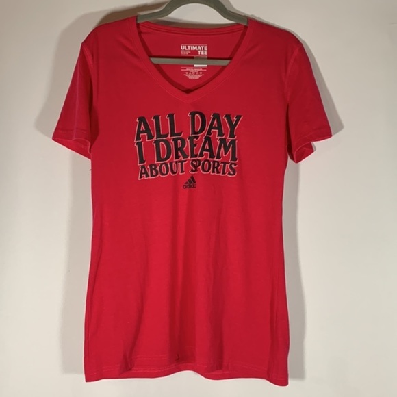 Adidas Pink Ultimate Tee “All Day I Dream About Sports” T-Shirt - Picture 1 of 6